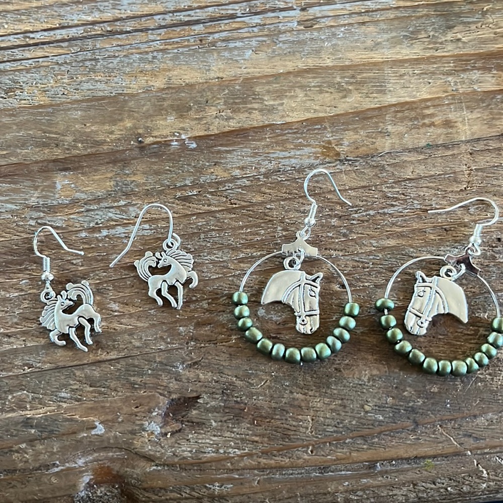 New Horse Earrings. Two Pairs